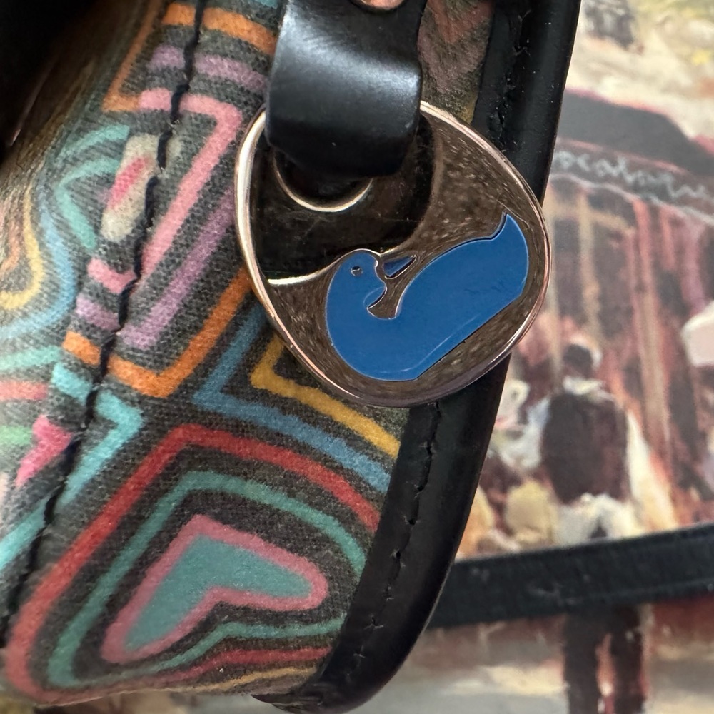 Dooney & Bourke Colorful Print Wristlet Clutch w/Leather Strap & Duck Logo Charm - Picture 3 of 4